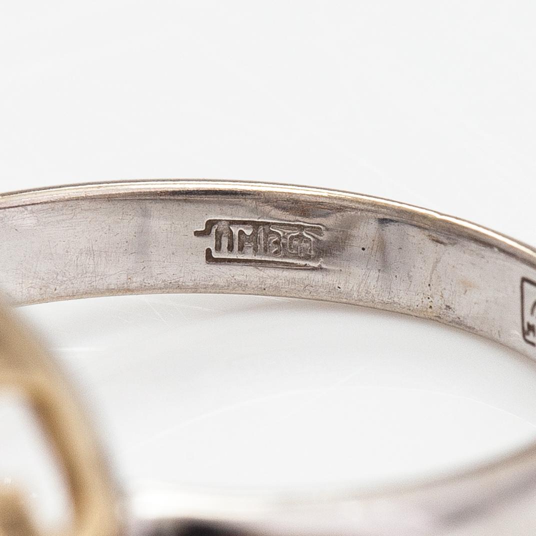 Ring, 14K guld, diamanter ca 0.012 ct tot. Moskva.