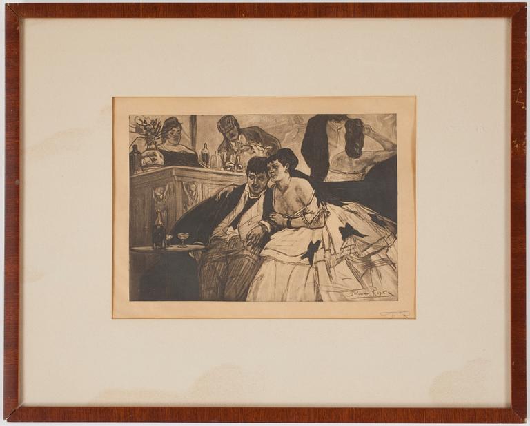 FELICIEN ROPS, heliografi. Signerad FR.