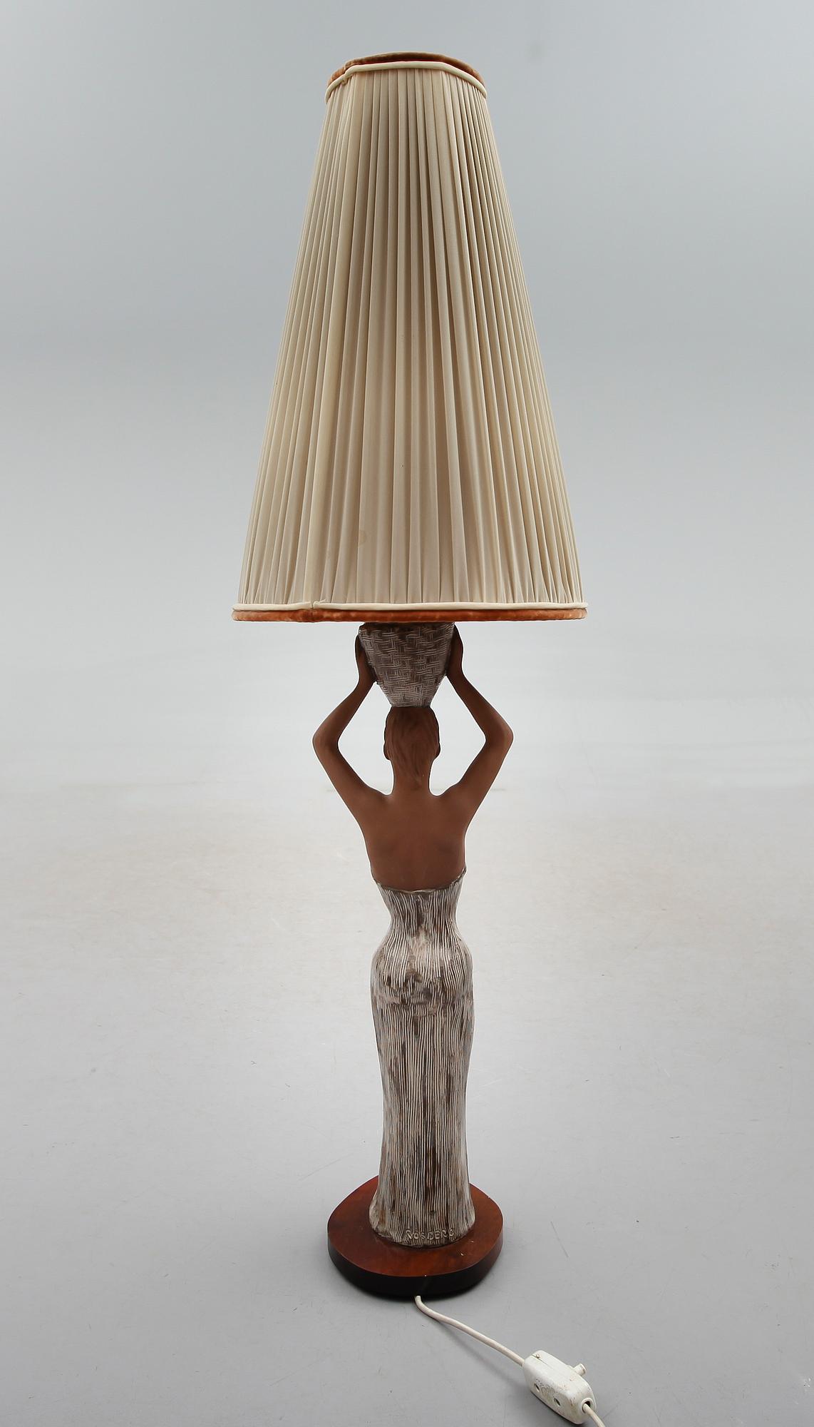 BORDSLAMPA, keramik, signerad Rosberg, 1900-talets mitt.