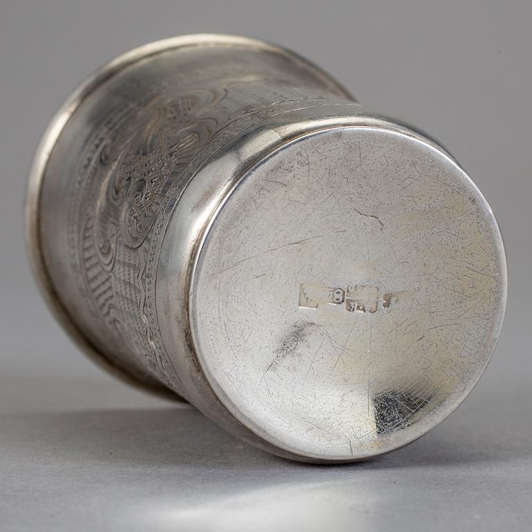 BÄGARE, silver, sannorlikt Moskva, Ryssland 1850. Totalvikt 46 g.