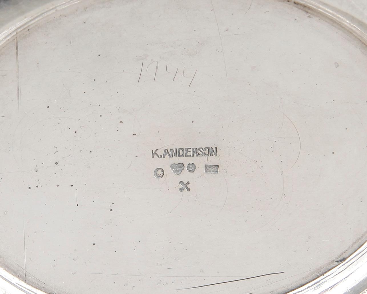 KAFFESERVIS, silver, K. Anderson, Stockholm, 1920. Totalvikt ca639g.