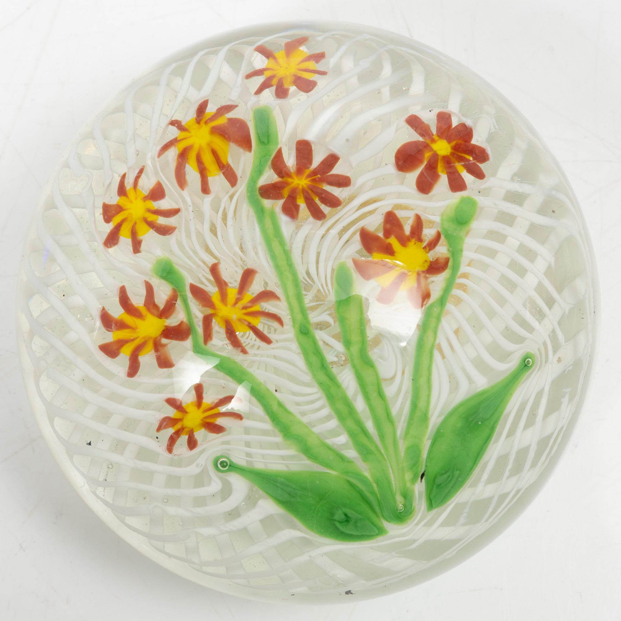 Baccarat, Caithness of Scotland, Murano, Lundberg Studios, five glass paper weights, signed.