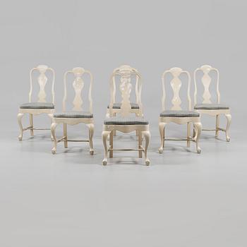 STOLAR, 6 st, senbarockstil, omkring 1900-talets mitt.