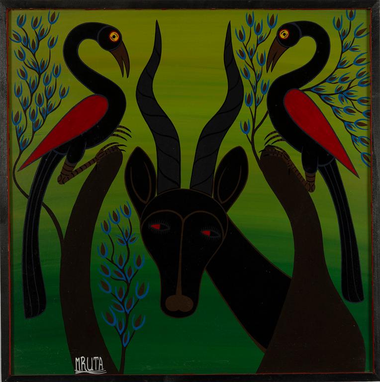 Hashim Mruta, so-called Tingatinga painting, Gazelle.