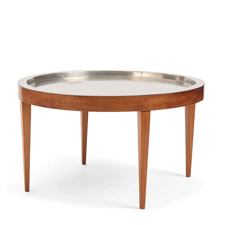 Josef Frank, a pewter top walnut table, model 2110, Svenskt Tenn Sweden, Mid 20th C. The table was designed in 1947.
