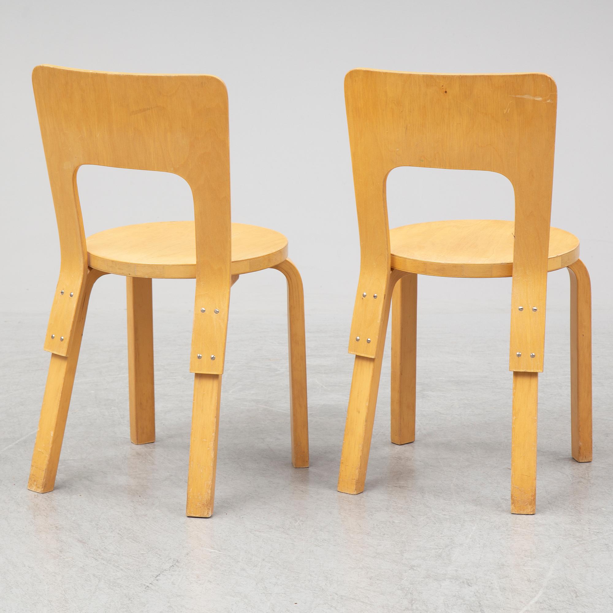 ALVAR AALTO, stolar, ett par, modell 66, Artek, Finland,