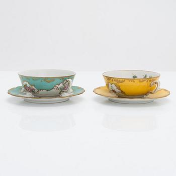 Twelve porcelain broth bowls with saucers, Spain first half of the 20th century.