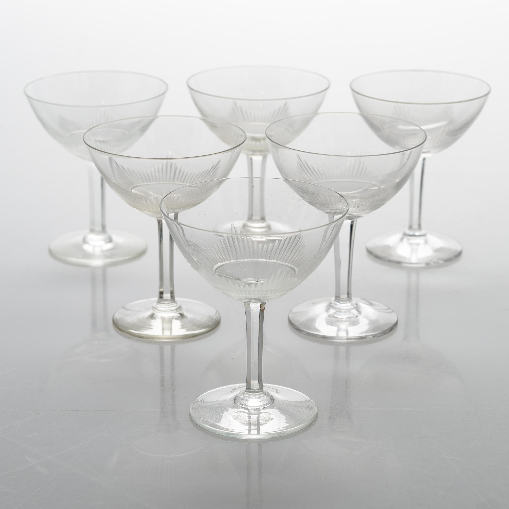 GLASSERVIS, ca 18 st, kristall, "Marjatta", Iittala 1940-tal.