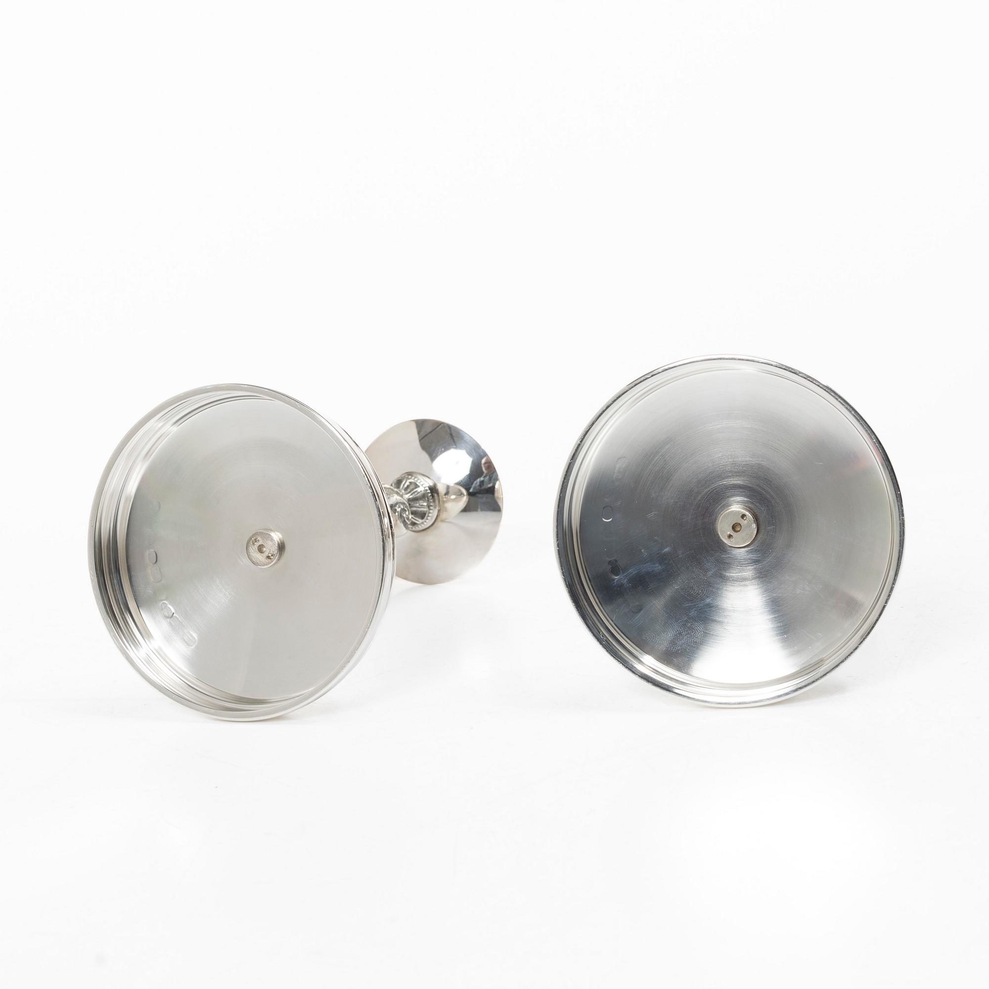 A pair of Swedish silver candlesticks, mark of Lazlo Hukvist, Mema, Lidköping, 1992.