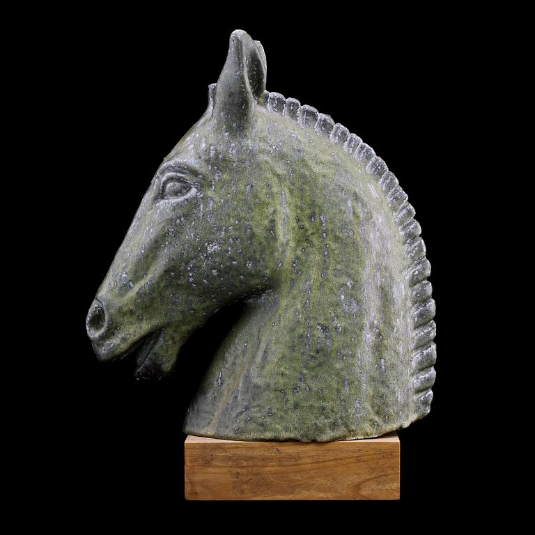 A Gunnar Nylund stoneware figure of a horse's head, Rörstrand.