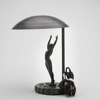 BORDSLAMPA, art déco, brons, 1900-talets första hälft.