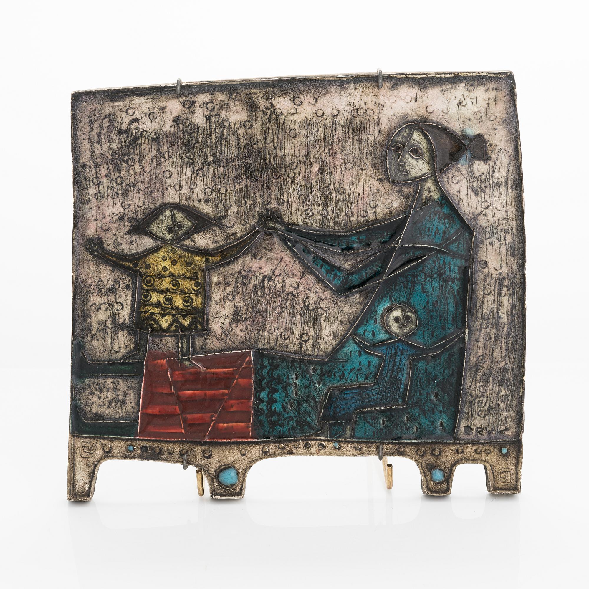 Rut Bryk, relief, keramik, signerad Bryk.
