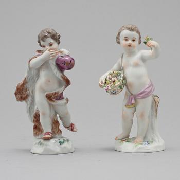 FIGURINER, 2 st, porslin, Meissen, omkring 1900.