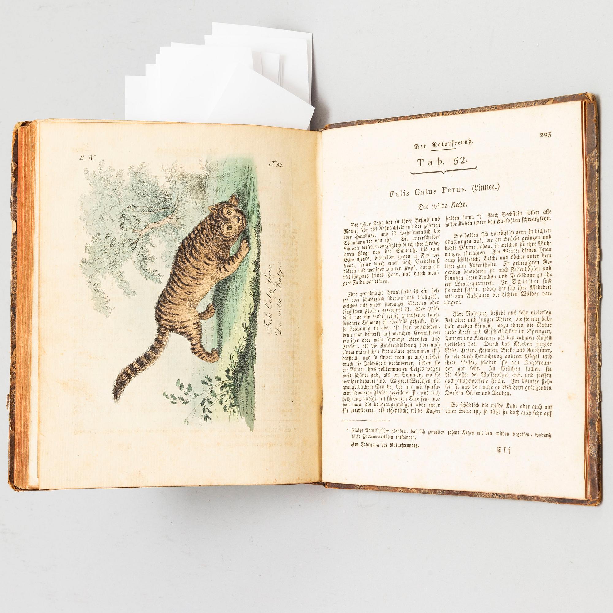 BOOK, with hand coloured dry needle engravings.