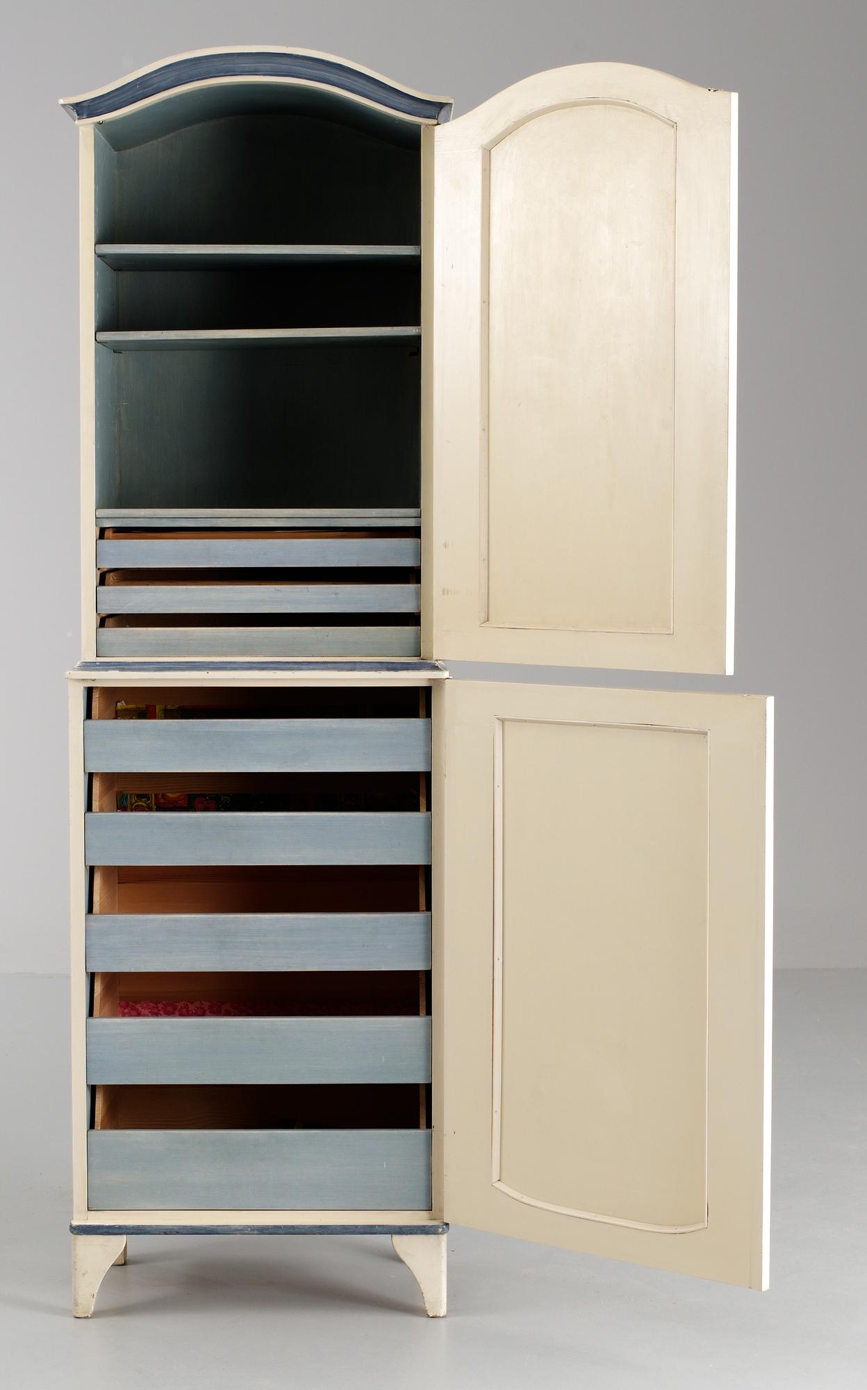A Carl Malmsten painted cabinet 'Iceland' with carved decoration, Stockholm 1948.