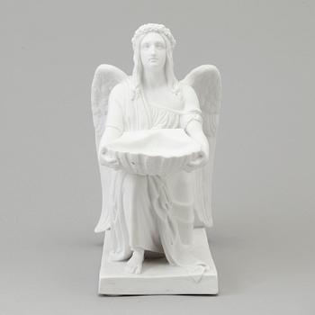 A bisquit figure of 'The Angel of Baptism', after Bertel Thorvaldsen. Royal Copenhagen, Denmark, 19th Century.