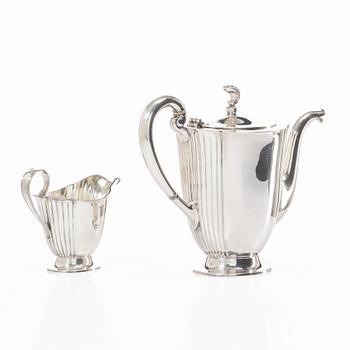 Guldsmedsaktiebolaget (GAB), Coffee pot and cream jug, silver, Stockholm 1934.
