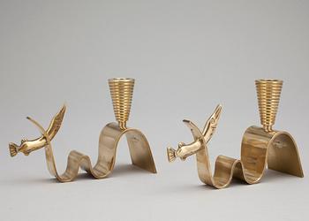 LJUSSTAKAR, ett par, Carl Einar Borgström, Ystad Metall, 1900-talets mitt.