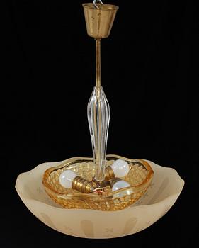 TAKLAMPA, glas, Orrefors, 1930/40-tal.