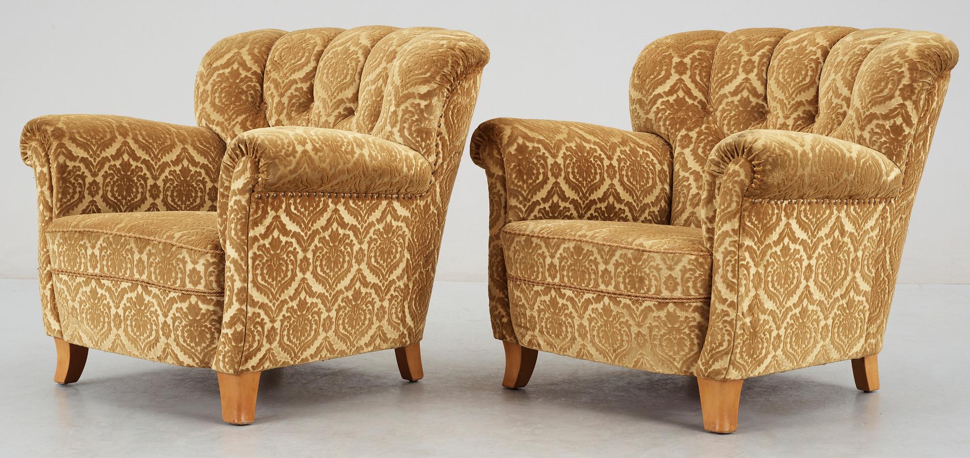 FÅTÖLJER, ett par, 1940-tal.