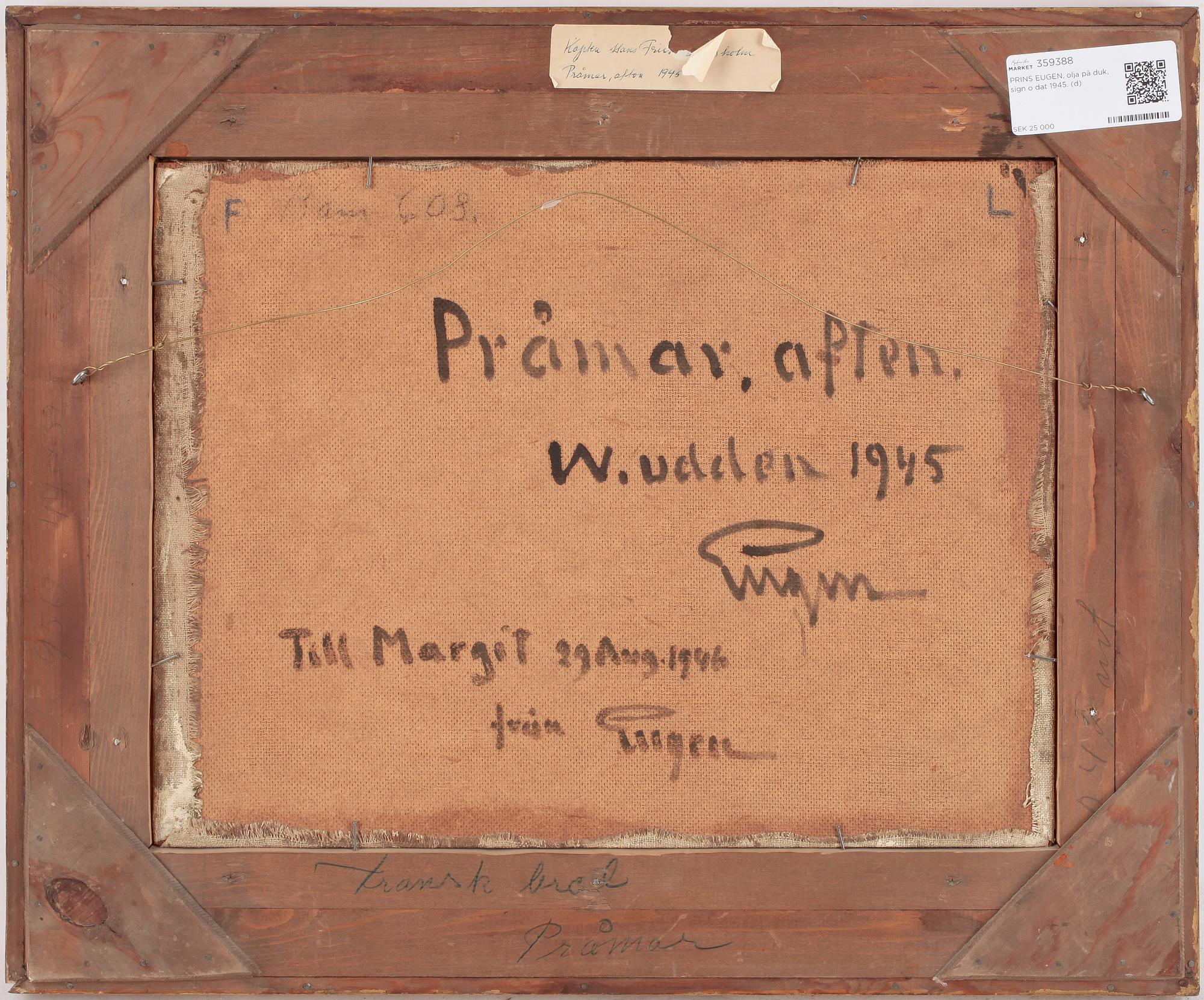 PRINS EUGEN, olja på duk, sign o dat 1945.