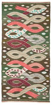 831. TEXTILE. "Bandet". Tapestry variation. 33 x 69,5 cm. Signed AMF.