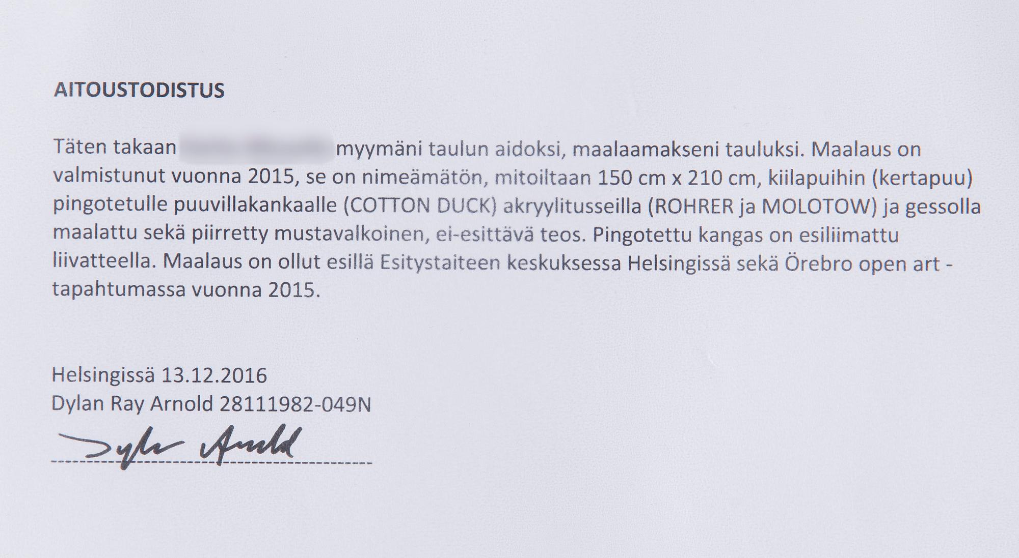 Dylan Ray Arnold, Nimetön.
