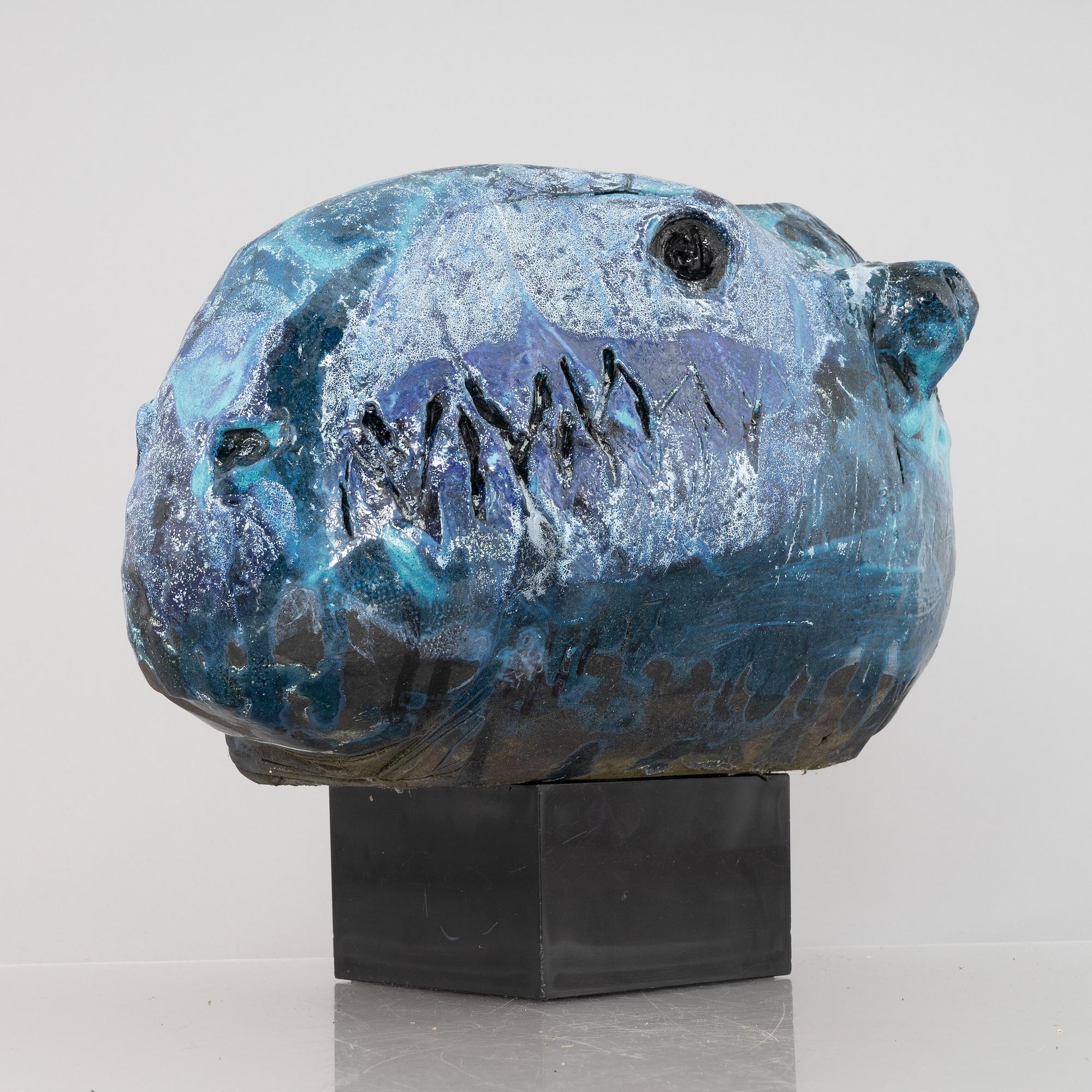 Henrik Allert, a stoneware sculpture of an animal's head, signed.