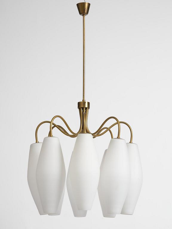 Harald Notini, eller Uno Westerberg, taklampa, Arvid Böhlmarks Lampfabrik, Stockholm, 1950-tal.