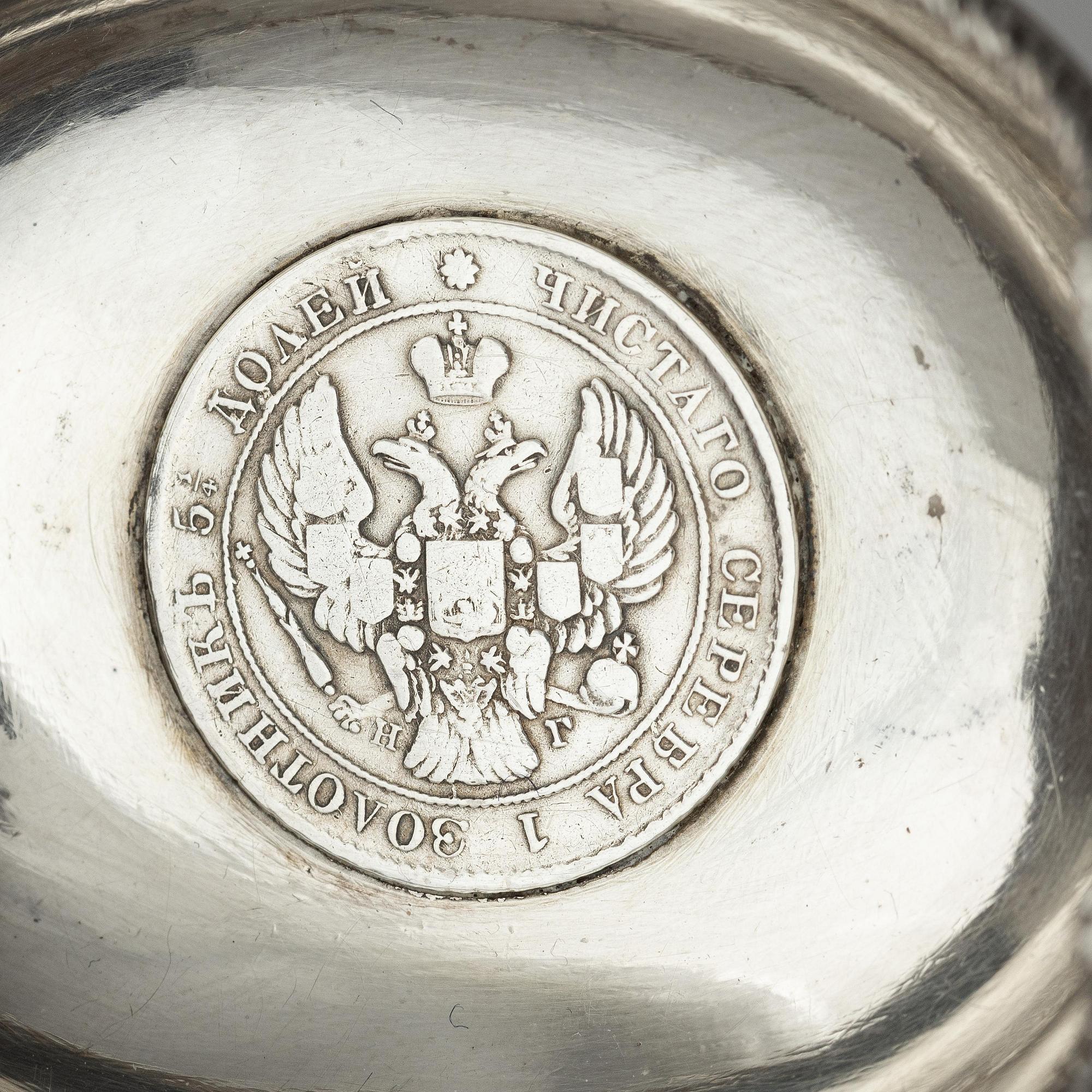 A Latvian silver kovsh, unidentified maker's mark, Latvia circa 1920-1939.