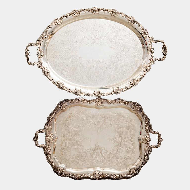 Trays 2 pcs of nickel silver mid/second half of the 20th century.