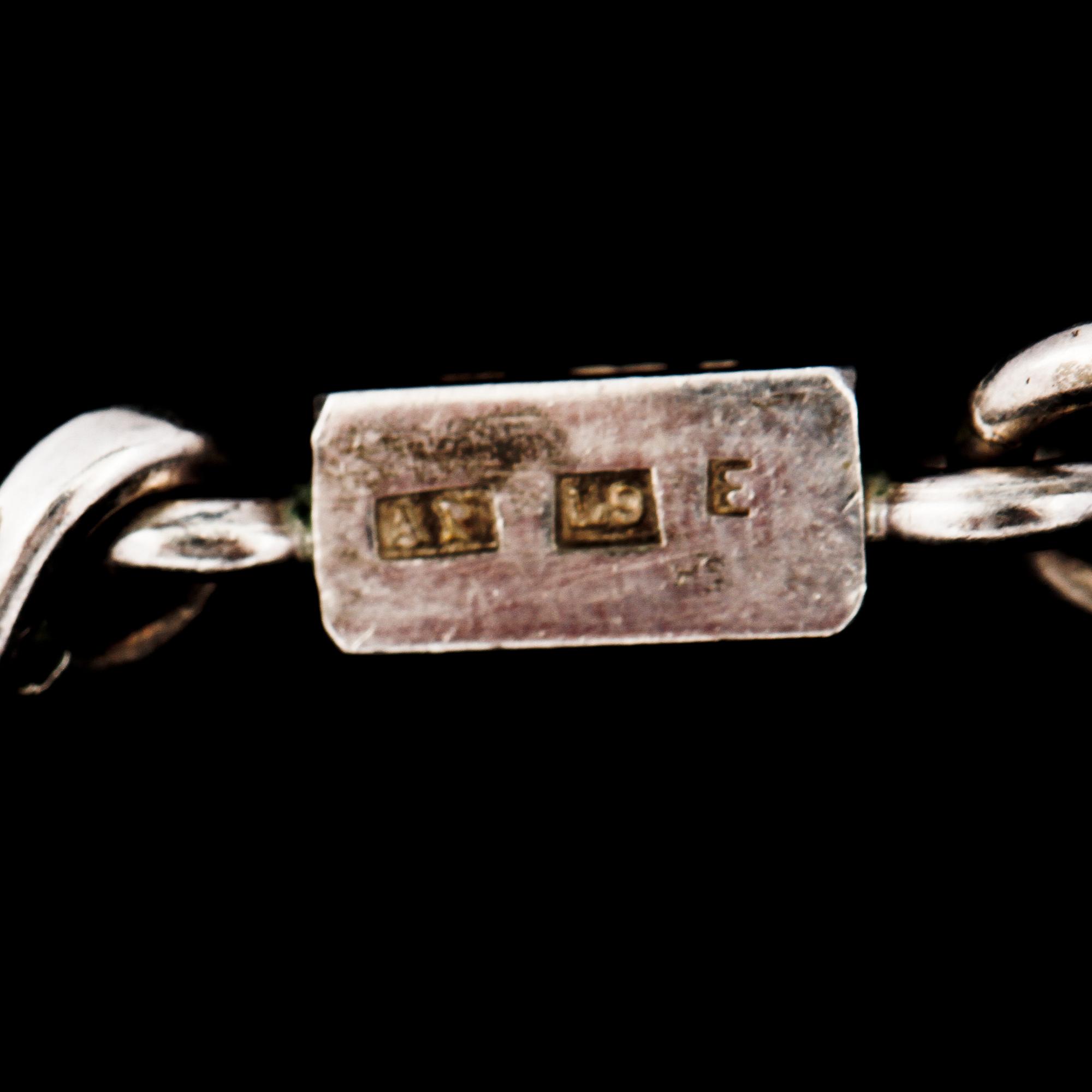 ARMLÄNK, sterlingsilver, Wiwen Nilsson, Lund, 1961. Vikt 19,1 g.
