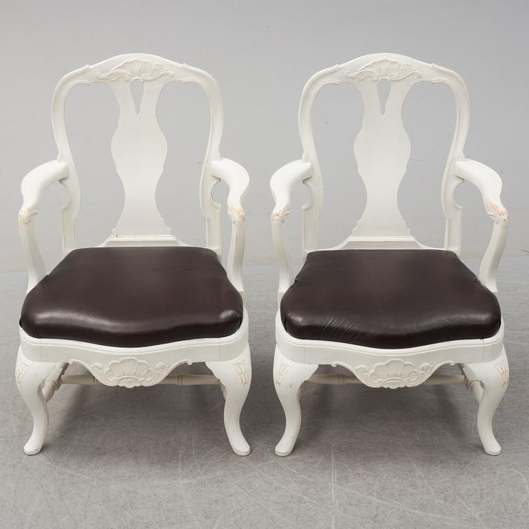 A pair of rococo style chairs, first half of the 20th century.