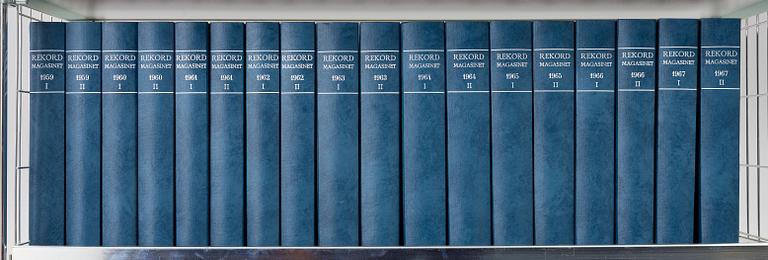 Rekordmagasinet, complete annual runs from 1942–1968, mostly bound.