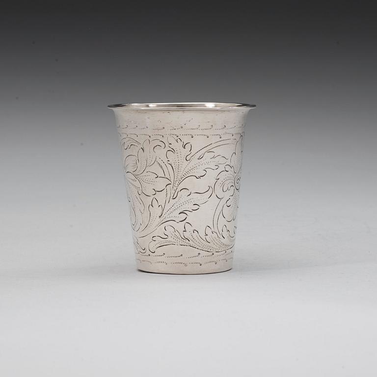 A Swedish 18th century parcel-gilt beaker, marks of Hans Jacob Schmit, Karlskrona 1712-1714 , contol mark Jöran Albin.