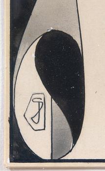 OKÄND KONSTNÄR, tushteckning, monogramsign.