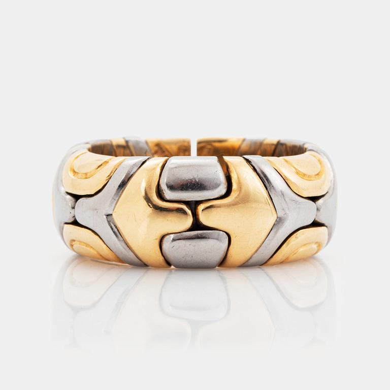 A Bulgari 18K gold and steel ring.