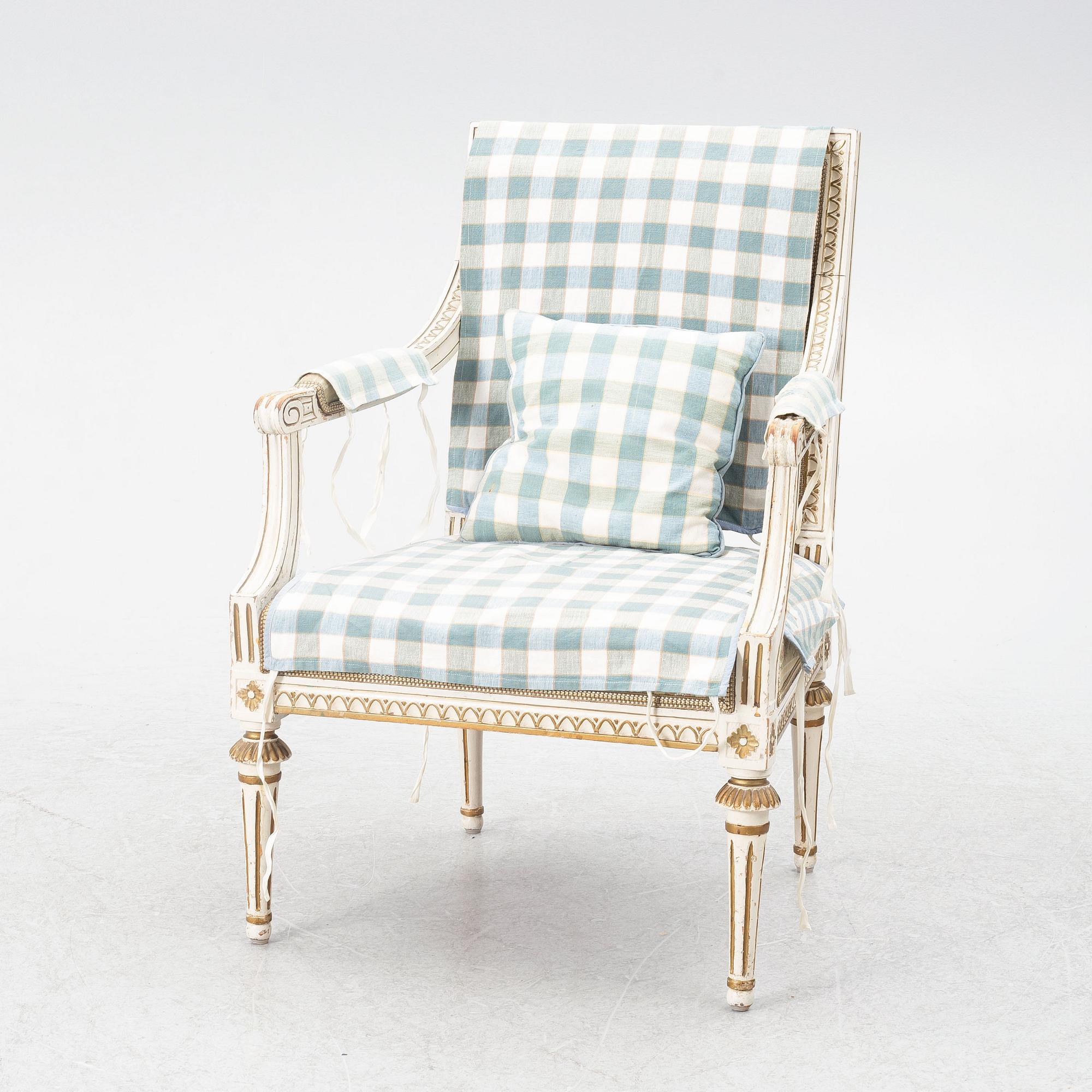 Armchair, by Ephraim Ståhl, (master in Stockholm 1794-1820). Late Gustavian.