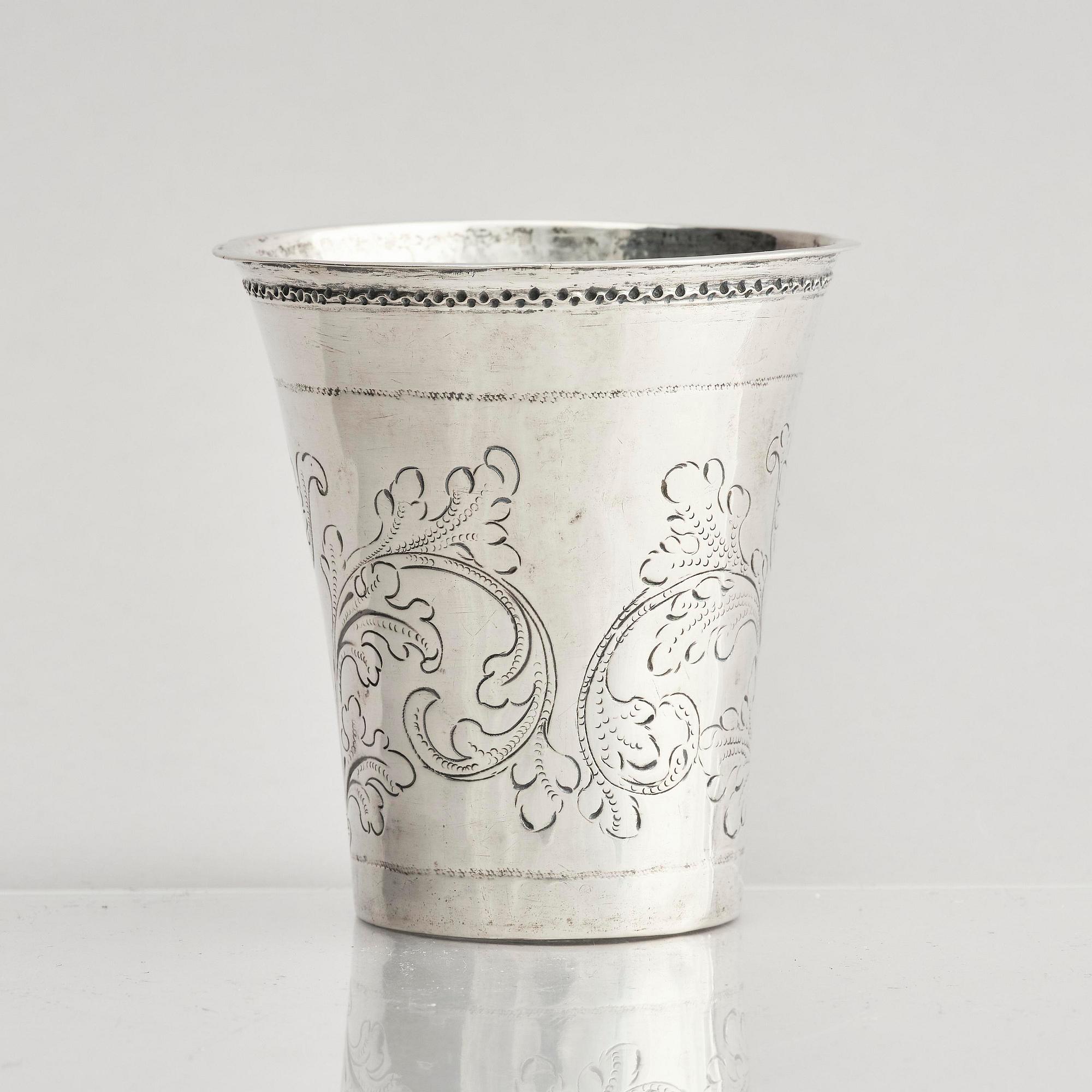 Anders Falck, bägare, silver, Jönköping 1725. Rokoko.