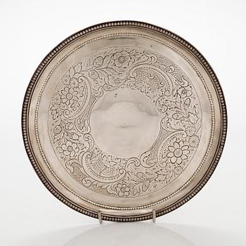 A sterling silver salver, maker's mark Robert Jones I, London ca 1781.