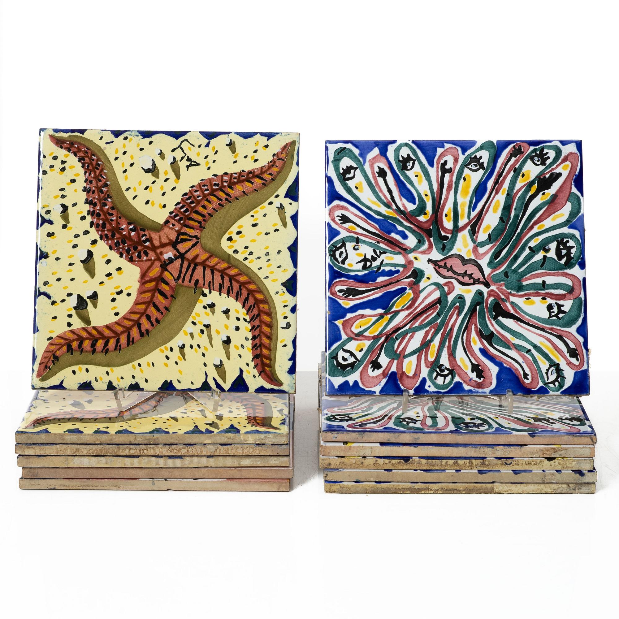 Salvador Dalí, efter. Kakelplattor, 12 st, lergods, Spanien.