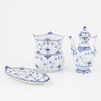 A group of eight 'Musselmalet' porcelain pieces, Royal Copenhagen, Denmark.