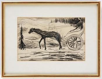 Carl Fredrik Hill, Horse with figure in Roman chariot.