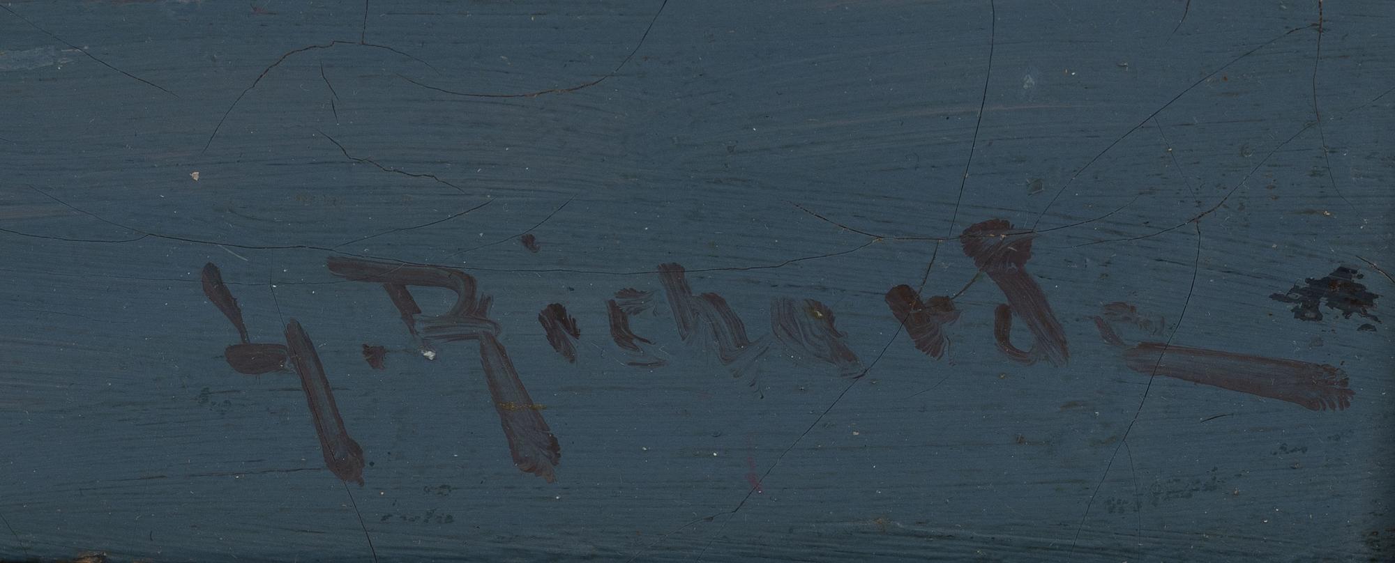 Ludvig Richarde, Two-masted flat-bottomed vessel in haze.