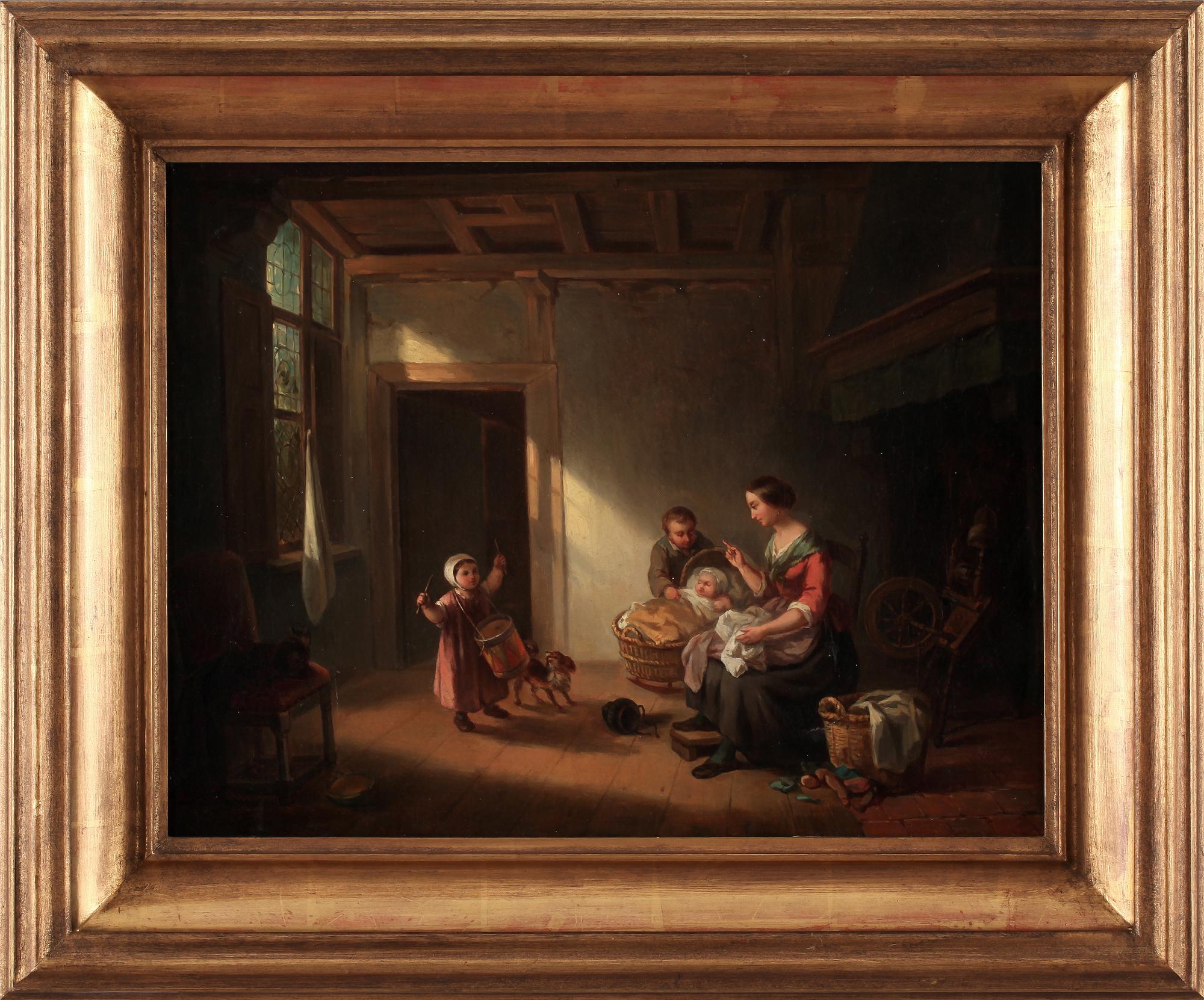 OKÄND KONSTNÄR, olja på duk, otydligt signerad, 1800-tal.