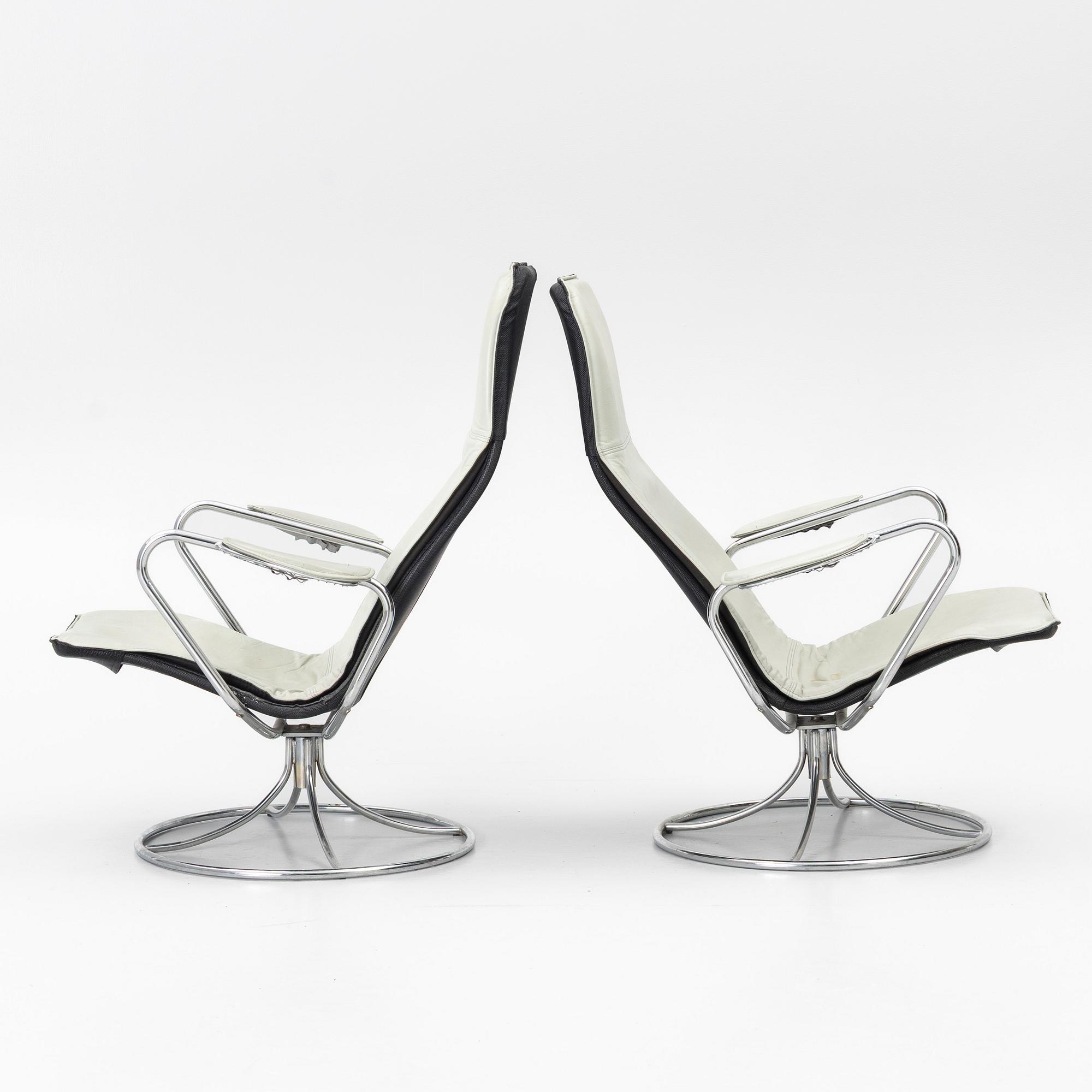 Tord Björklund, a pair of swivel lounge armchairs, 'Exen', IKEA, 1988.