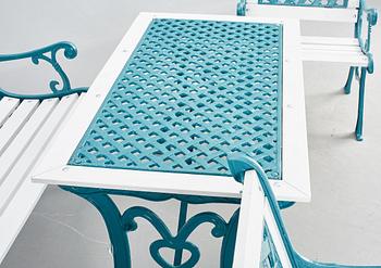 TRÄDGÅRDSMÖBLER, 4 delar, gjutjärn. Modern tillverkning.