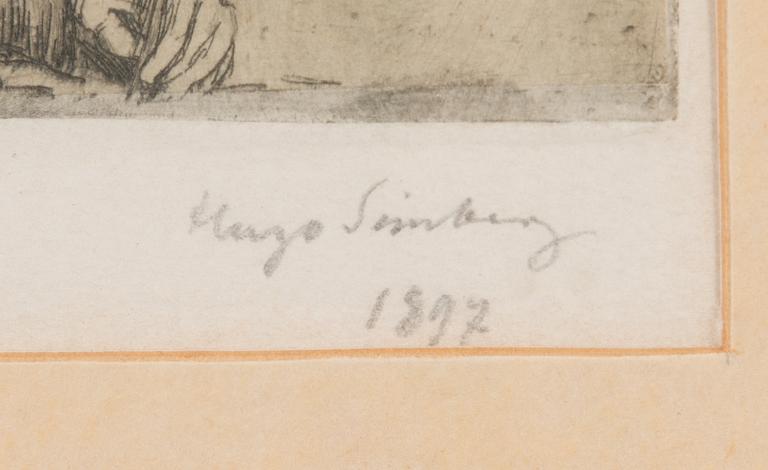 Hugo Simberg, viivasyövytys ja kuivaneula, laattasigneerattu sekä signeerattu ja päivätty 1897 lyijykynällä.