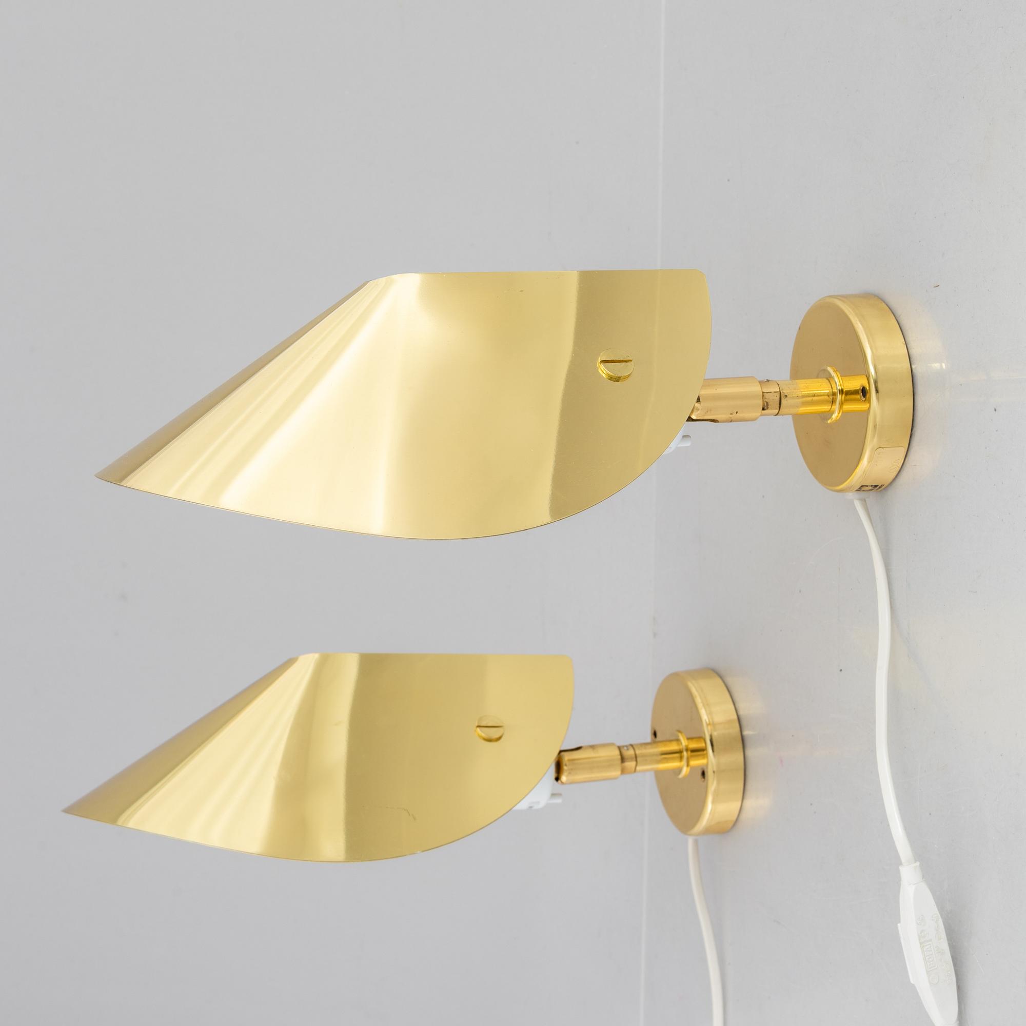 Vägglampor, ett par, modell 1030, Aneta, 1900-talets senare del.