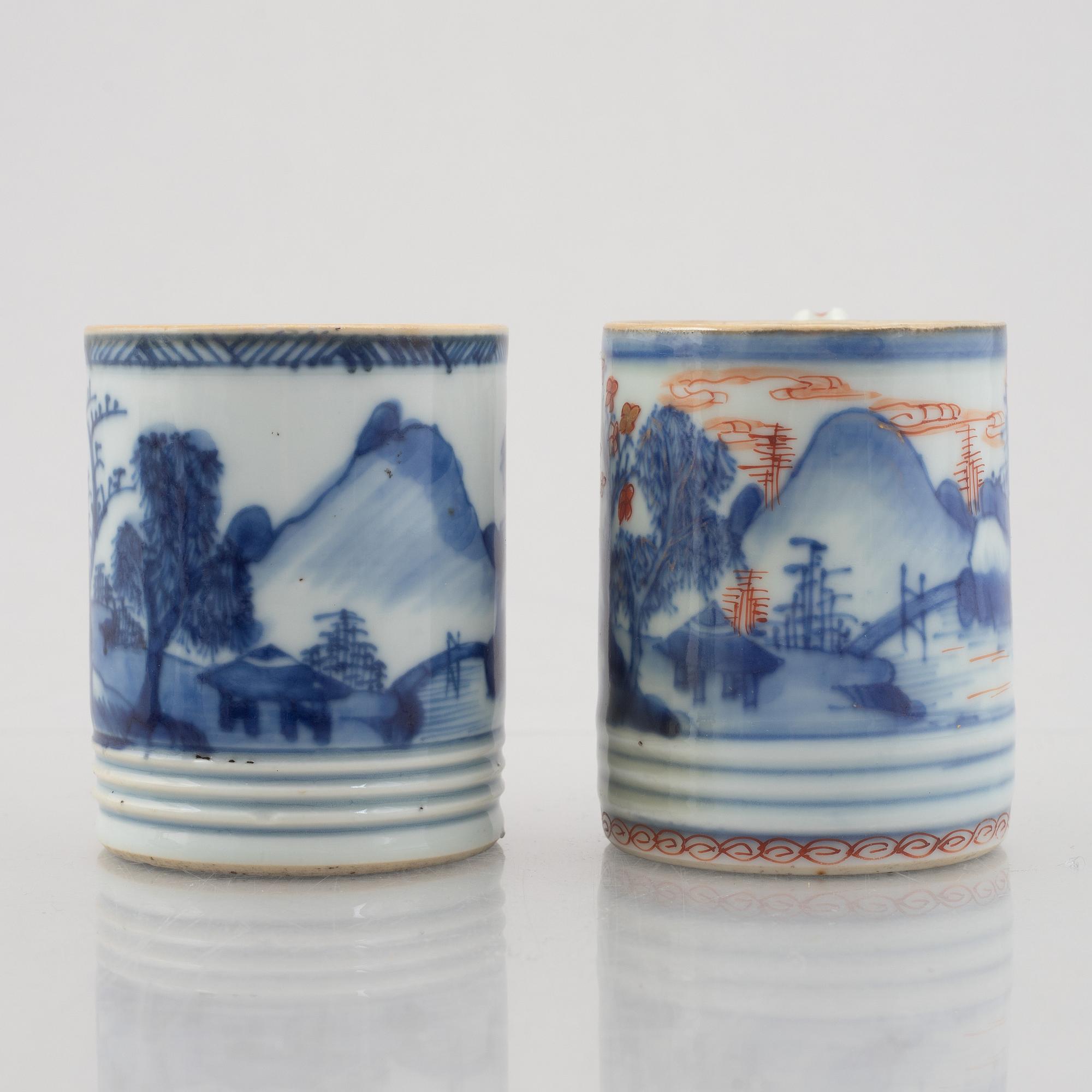 Six pieces of Chinese porcelain, Qing dynasty, 18th-19th century.